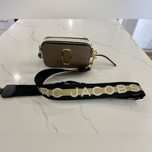Marc Jacobs Tan Crossbody Bag with Black Strap